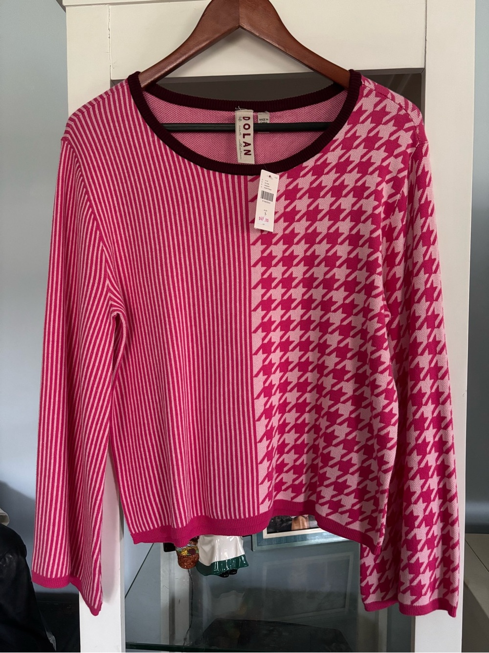 Anthropologie NWT Dolan Women’s Pink Patterned Crewneck Sweater Small